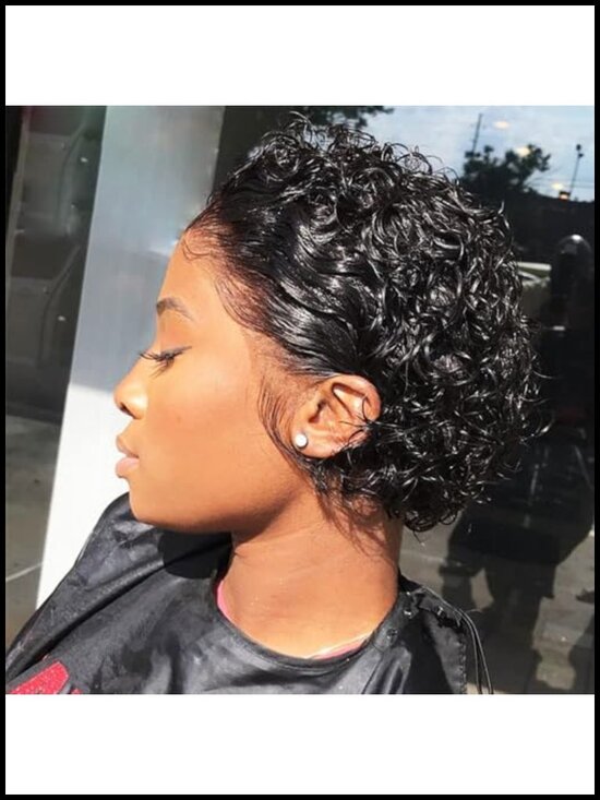 Pixie Cut Curly Lace Front Wig Human Hair 13x1 HD Transparent 150% Density